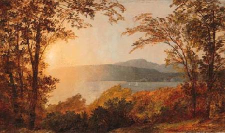 Jasper Cropsey Sunset, Hudson River oil painting picture